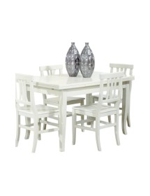 MOBILI 2G - Set tavolo rettangolare bianco 100x70 120x80 140x80 160x85 allungabile con 4/6 sedie legno seduta legno