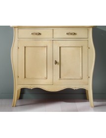 MOBILI 2G - MADIA CREDENZA 2 PORTE 2 CASSETTI IN LEGNO AVORIO PATINATO L.105 P.50 H.100