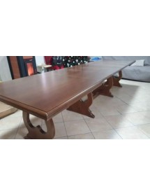 MOBILI 2G - Set tavolo fratino 160X85 180x85 180x100 arte povera allungabile con 6 sedie legno seduta legno vista frontale