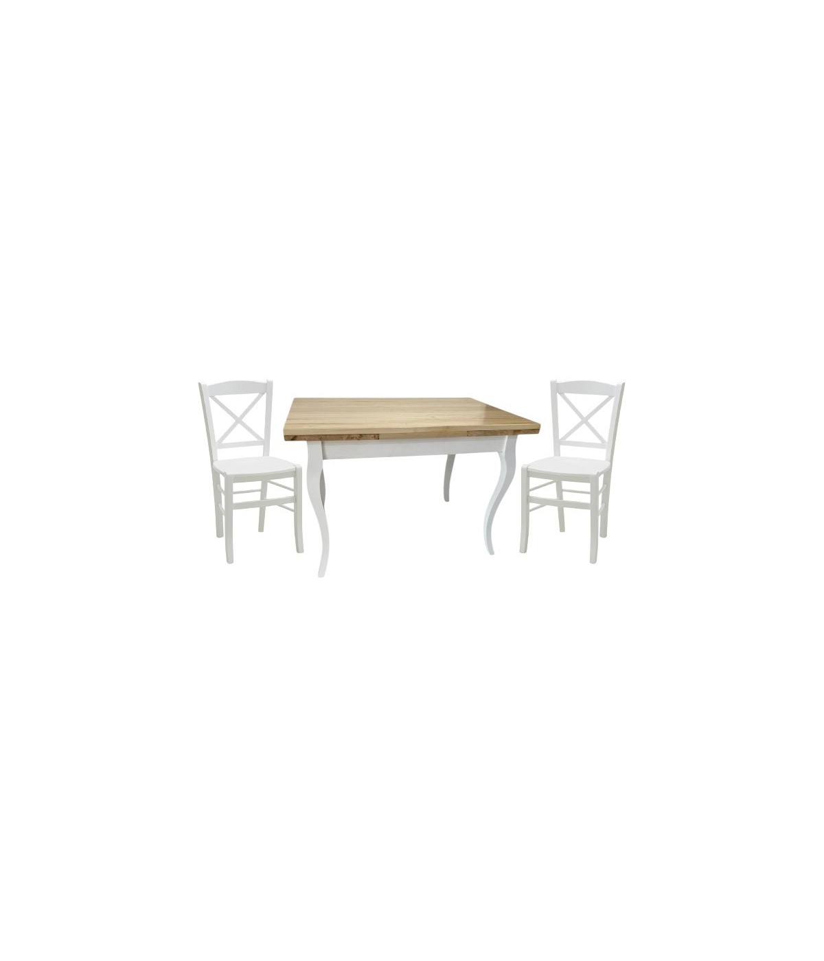 MOBILI 2G - Set tavolo rettangolare bicolore 100x70 120x80 140x80 160x85 allungabile con 4/6 sedie legno seduta legno
