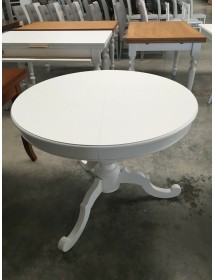 MOBILI 2G - Set tavolo rotondo bianco 100x100 120X120 con 4 sedie imbottite ecopelle bianca vista frontale