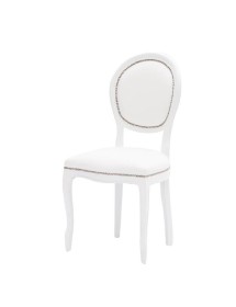 MOBILI 2G - Set tavolo rotondo bianco 100x100 120X120 con 4 sedie imbottite ecopelle bianca vista frontale