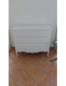 Gruppo 1 Cassettiera 2 Comodini legno shabby bianco opaco