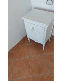 Gruppo 1 Cassettiera 2 Comodini legno shabby bianco opaco