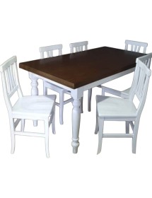 MOBILI 2G - Tavolo classico allungabile legno bicolore con sedie 100x70 120x80 140x80 160x85 VISTA FRONTALE