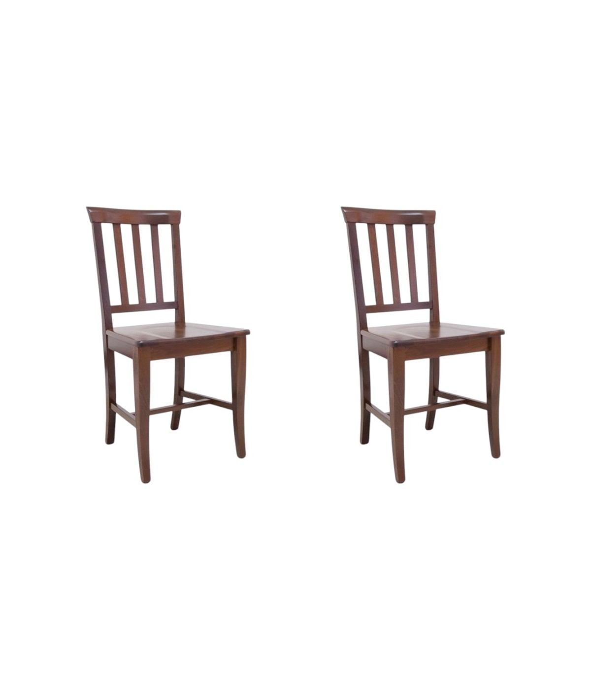 MOBILI 2G - Set 2 sedie legno classiche noce seduta legno 43x44x93 VISTA FRONTALE