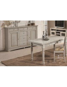 MOBILI 2G - CREDENZONE IN LEGNO 2 PORTE 6 CASSETTI LACCATO GRIGIO PATINATO MISURA L.170 P.46 H.116