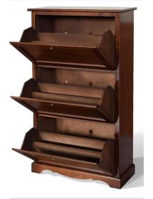 MOBILI 2G -  Scarpiera 3 ante ribalta arte povera legno tinta noce 79X30X130 (280) vista frontale