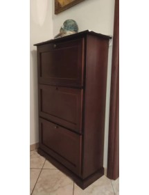 MOBILI 2G -  Scarpiera 3 ante ribalta arte povera legno tinta noce 79X30X130 (280) vista frontale
