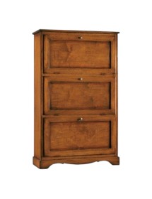 MOBILI 2G -  Scarpiera 3 ante ribalta arte povera legno tinta noce 79X30X130 (280) vista frontale