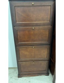 MOBILI 2G -  Scarpiera 4 ante ribalta arte povera legno tinta noce 79X30X170 (281) vista frontale