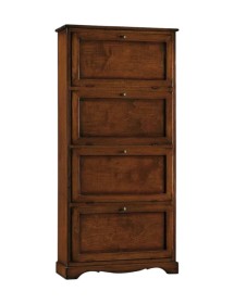 MOBILI 2G -  Scarpiera 4 ante ribalta arte povera legno tinta noce 79X30X170 (281) vista frontale