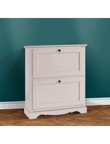 MOBILI 2G -  Scarpiera 2 ante ribalta arte povera legno bianco 79X30X90 (1279) vista frontale