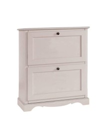 MOBILI 2G -  Scarpiera 2 ante ribalta arte povera legno bianco 79X30X90 (1279) vista frontale