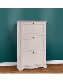 MOBILI 2G -  Scarpiera 3 ante ribalta arte povera legno bianco 79X30X130 (1280) vista frontale