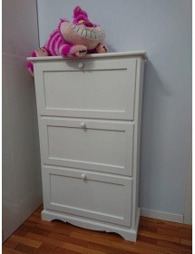 MOBILI 2G -  Scarpiera 3 ante ribalta arte povera legno bianco 79X30X130 (1280) vista frontale