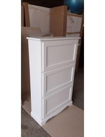 MOBILI 2G -  Scarpiera 3 ante ribalta arte povera legno bianco 79X30X130 (1280) vista frontale