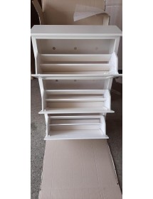 MOBILI 2G -  Scarpiera 3 ante ribalta arte povera legno bianco 79X30X130 (1280) vista frontale