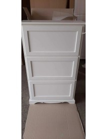 MOBILI 2G -  Scarpiera 3 ante ribalta arte povera legno bianco 79X30X130 (1280) vista frontale