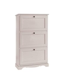 MOBILI 2G -  Scarpiera 3 ante ribalta arte povera legno bianco 79X30X130 (1280) vista frontale