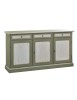 MADIA CREDENZA 3 PORTE LEGNO SHABBY BIANCO VERDE 156X42X85