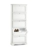 MOBILI 2G -  Scarpiera 5 ante ribalta arte povera legno bianco 79X30X210 (1282) vista frontale