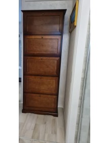MOBILI 2G -  Scarpiera 5 ante ribalta arte povera legno tinta noce 79X30X210 (282) VISTA FRONTALE