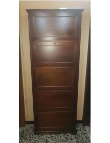 MOBILI 2G -  Scarpiera 5 ante ribalta arte povera legno tinta noce 79X30X210 (282) VISTA FRONTALE