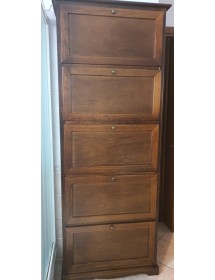 MOBILI 2G -  Scarpiera 5 ante ribalta arte povera legno tinta noce 79X30X210 (282) VISTA FRONTALE