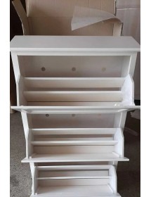 MOBILI 2G -  Scarpiera 4 ante ribalta shabby legno bianco anticato 79X30X170 (201281) vista frontale