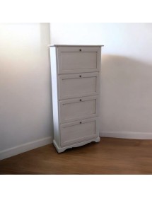 MOBILI 2G -  Scarpiera 4 ante ribalta shabby legno bianco anticato 79X30X170 (201281) vista frontale
