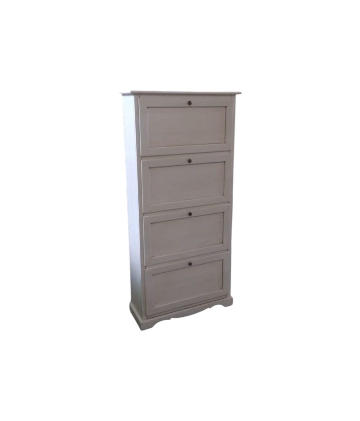 MOBILI 2G -  Scarpiera 4 ante ribalta shabby legno bianco anticato 79X30X170 (201281) vista frontale