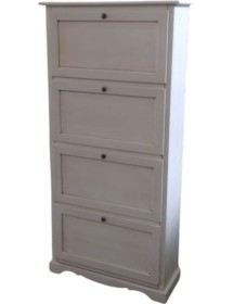 MOBILI 2G -  Scarpiera 4 ante ribalta shabby legno bianco anticato 79X30X170 (201281) vista frontale