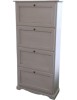 MOBILI 2G -  Scarpiera 4 ante ribalta shabby legno bianco anticato 79X30X170 (201281) vista frontale
