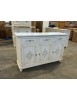 MOBILI 2G - Credenza 3 porte legno shabby bianco anticato decori 150X43X98 vista frontale