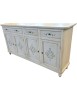 MOBILI 2G - Credenza 4 porte legno shabby bianco anticato decori 196X43X98 vista frontale