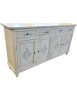 MOBILI 2G - Credenza 4 porte legno shabby bianco anticato decori 196X43X98 vista frontale