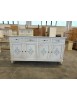 MOBILI 2G - Credenza 4 porte legno shabby bianco anticato decori 196X43X98 vista frontale