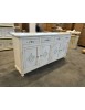 MOBILI 2G - Credenza 4 porte legno shabby bianco anticato decori 196X43X98 vista frontale