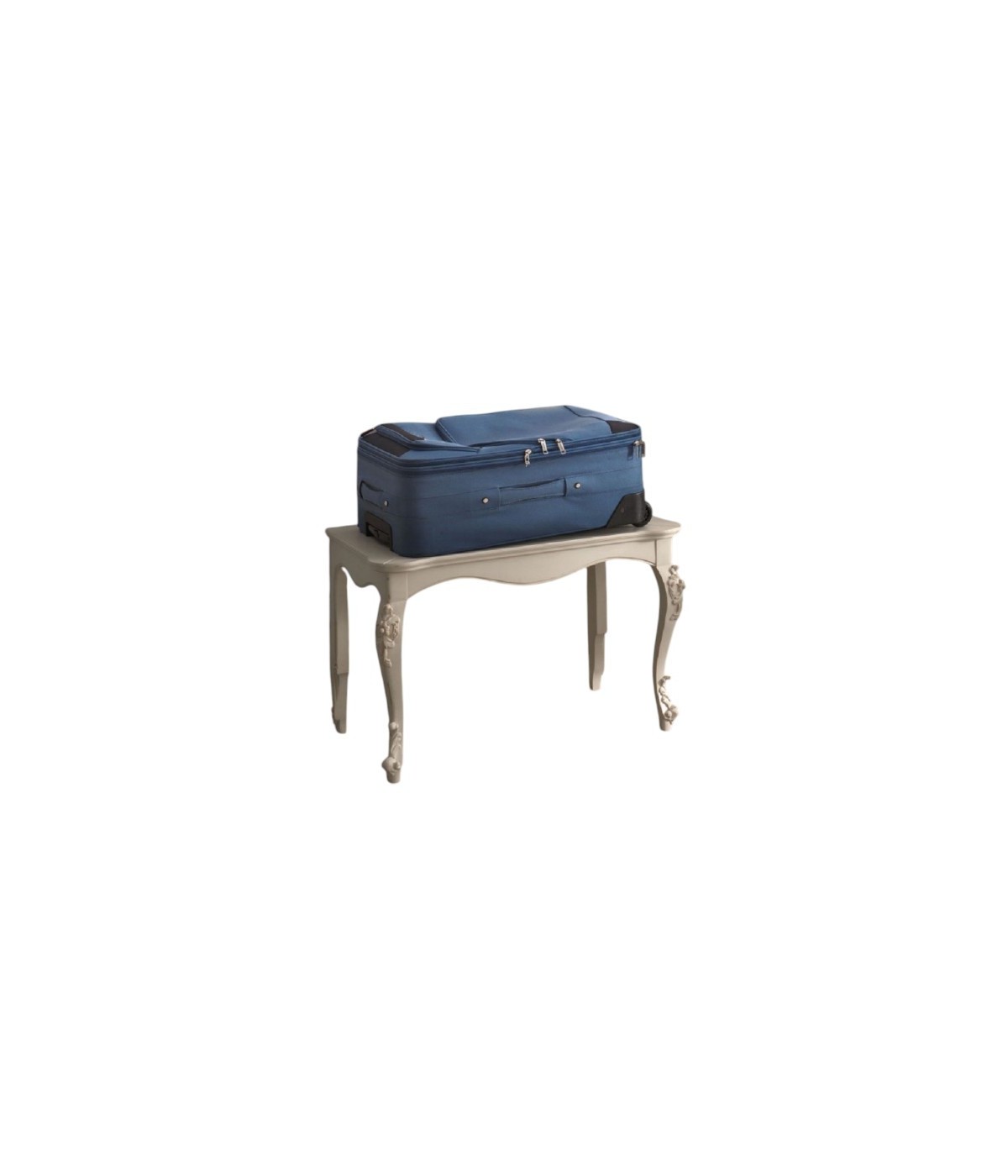 MOBILI 2G - PORTA VALIGIE CLASSICO SAGOMATO IN LEGNO LACCATO BIANCO L.78 P.47 H.51