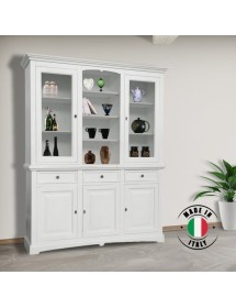 MOBILI 2G - Soggiorno sala completa classica legno shabby bianco vista frontale