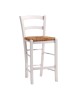 MOBILI 2G - Sgabello shabby legno bianco seduta paglia 47X46X101 VISTA FRONTALE