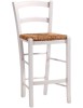 MOBILI 2G - Sgabello shabby legno bianco seduta paglia 47X46X101 VISTA FRONTALE