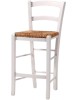 MOBILI 2G - Sgabello shabby legno bianco seduta paglia 47X46X101 VISTA FRONTALE