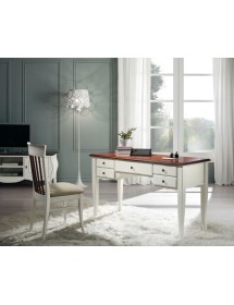 MOBILI 2G - SCRIVANIA SHABBY CHIC 5 CASSETTI LEGNO BIANCO CONSUMATO 150X75X81