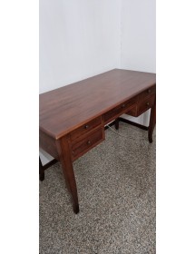 SCRIVANIA IN LEGNO ARTE POVERA 5 CASSETTI TINTA NOCE 130x65x81 (110)