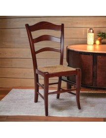 MOBILI 2G - Set 2 sedie arte povera legno massiccio tinta noce seduta paglia 50x48x97 vista frontale