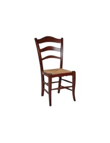 MOBILI 2G - Set 2 sedie arte povera legno massiccio tinta noce seduta paglia 50x48x97 vista frontale