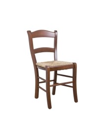 MOBILI 2G - Set 2 sedie arte povera legno massiccio tinta noce seduta paglia 47x47x88 vista frontale