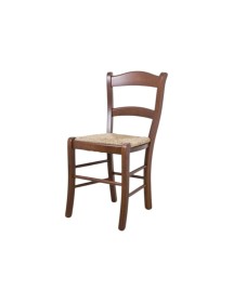 MOBILI 2G - Set 2 sedie arte povera legno massiccio tinta noce seduta paglia 47x47x88 vista frontale